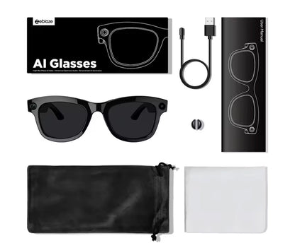 Zeblaze lunettes de tir haute résolution Photo et vidéo Audio à oreille ouverte AI personnalisé avec ChatGPT-4o Wi-Fi 5Ghz 32GB de stockage